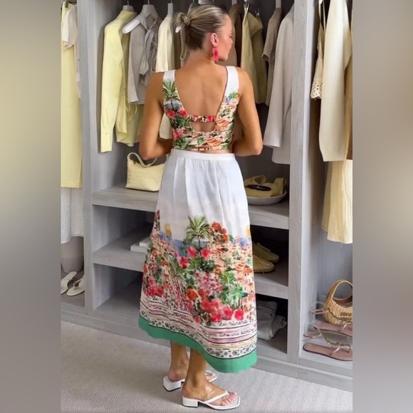 Zara floral printed 2 piece set includes midi skirt and top - Picture 3 of 4